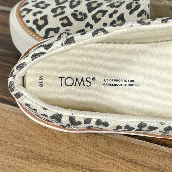 Toms Parker Womens Size 10 Shoes Egret Snow Leopard Twill Casual Comfort Slip On - Picture 11 of 13
